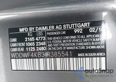 2018 Mercedes-Benz C 300 4Matic из США, поврежденный, VIN WDDWF4KB3JR385541